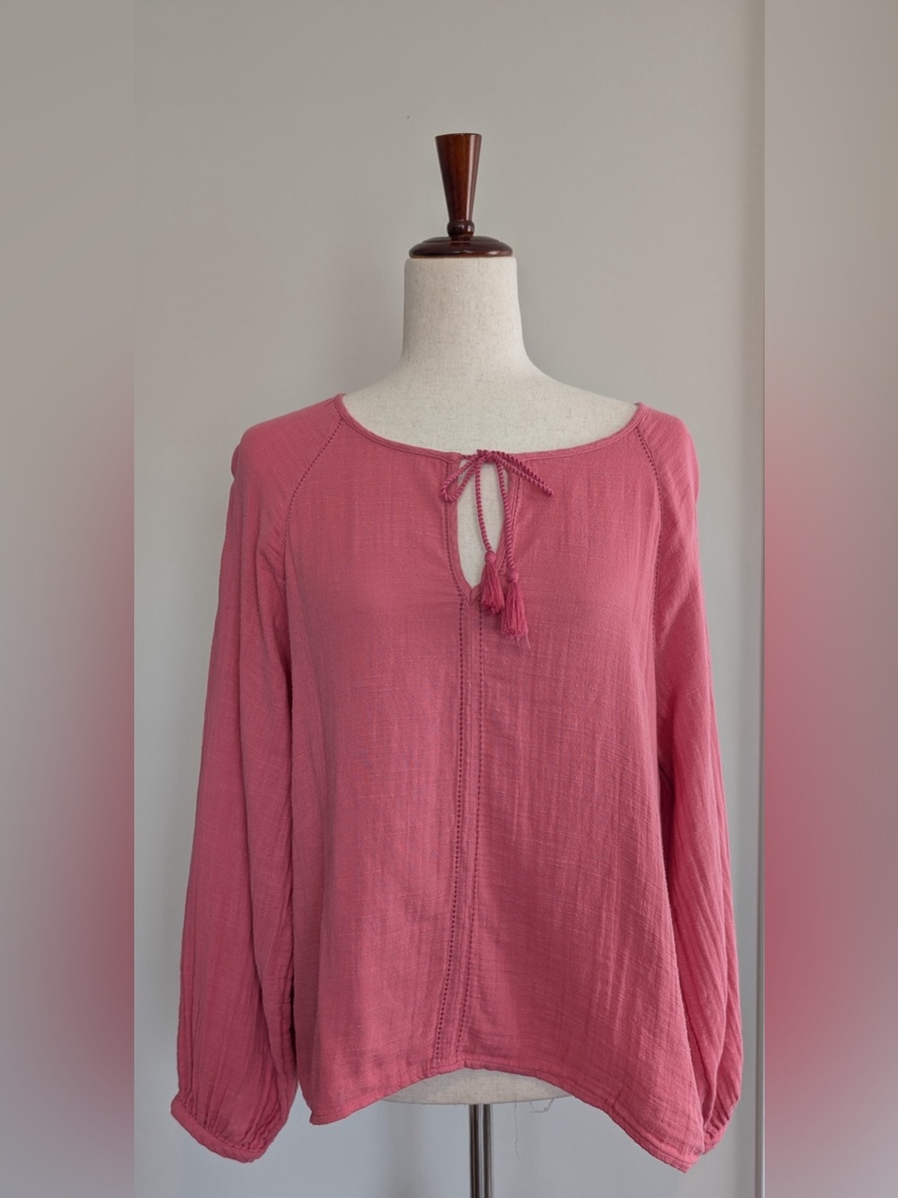 Faherty Women’s Celina Organic Cotton Peasant Inspired Top Pink Size L